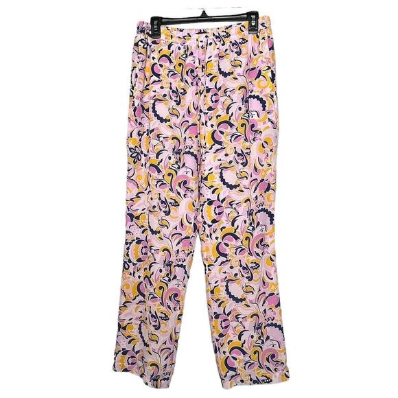 J. Crew Pants - J. Crew Pull On 100% Silk Colorful Fun Bright Paisley Swirl Pants Size 8